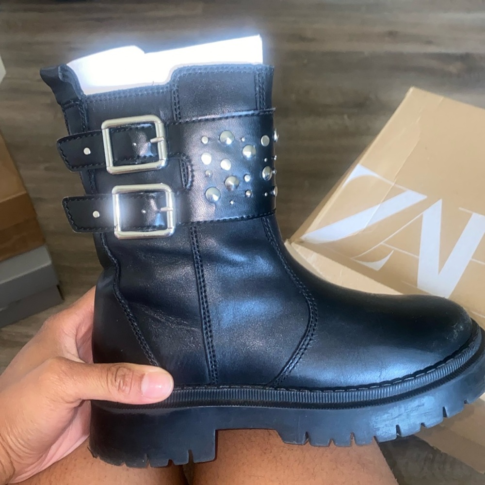 Zara Black Boot with Studs gently Used size 2